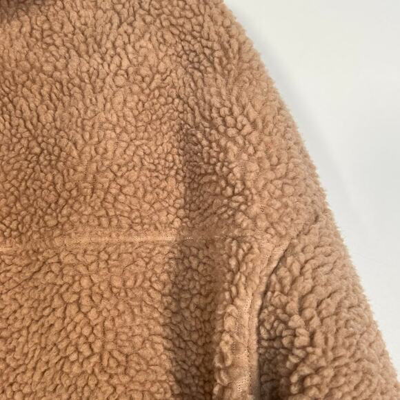 H&M Faux Shearling Pullover Sweatshirt Coat Jacket Teddy Camel Tan Beige - Picture 6 of 10